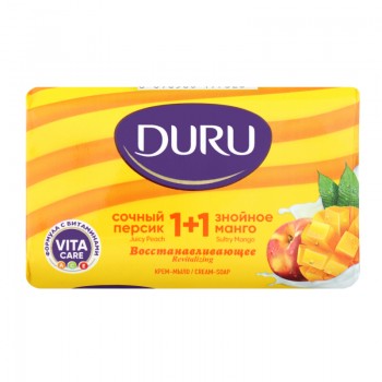 Мыло DURU 1+1 "Сочный персик-знойное манго" 80г