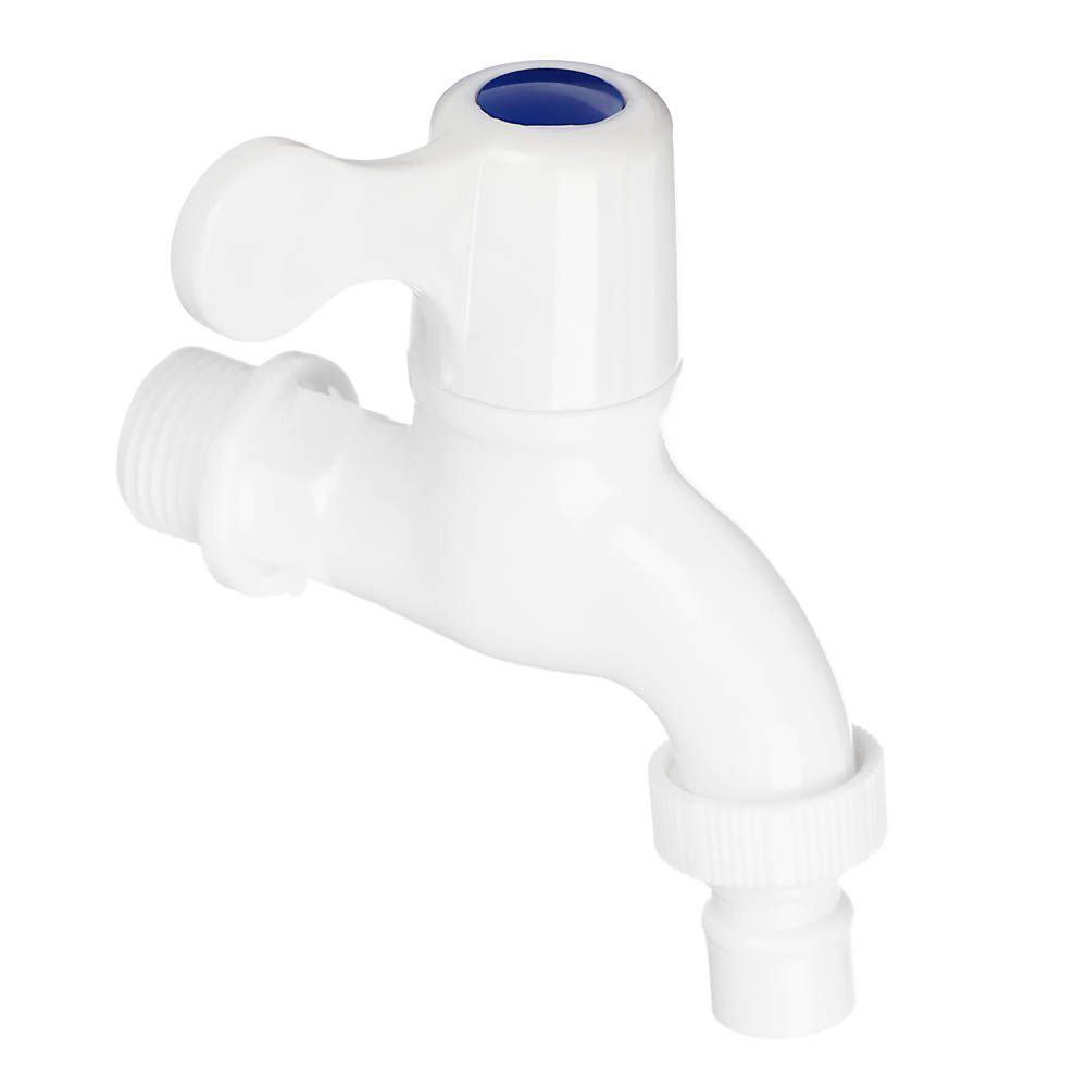 Кран СОЮЗКРАН водоразборный пластиковый ручка-флаг со штуцером белый 1/2" 15 мм