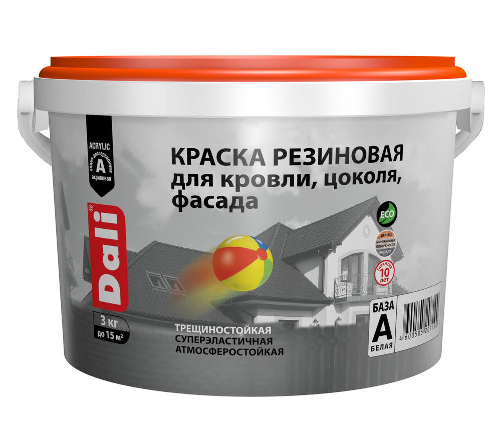 Краска фасадная резиновая зеленый мох 3кг "DALI"