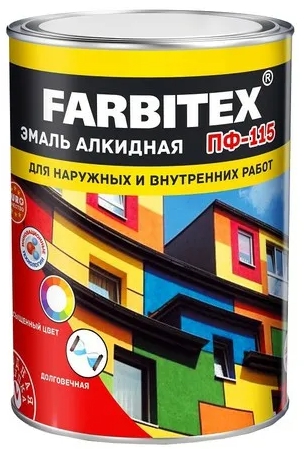 Эмаль FARBITEX ПФ-115 0,8кг темно-серая