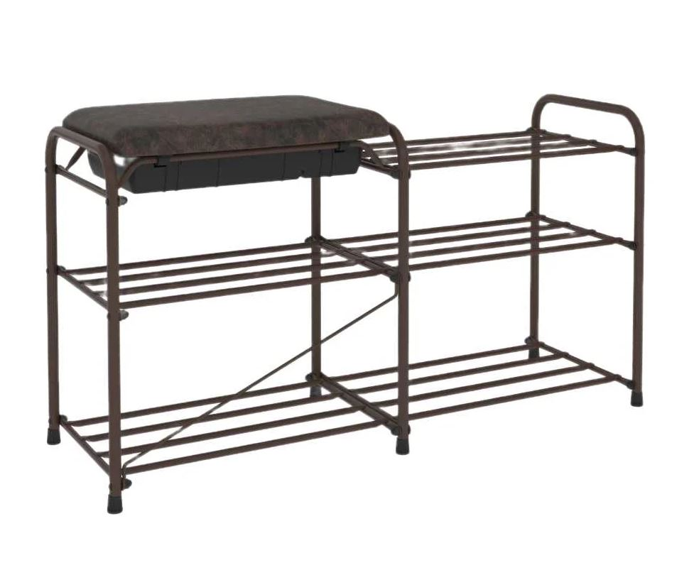 Подставка д/обуви "Альфа 23" с сид.и ящ. корич.