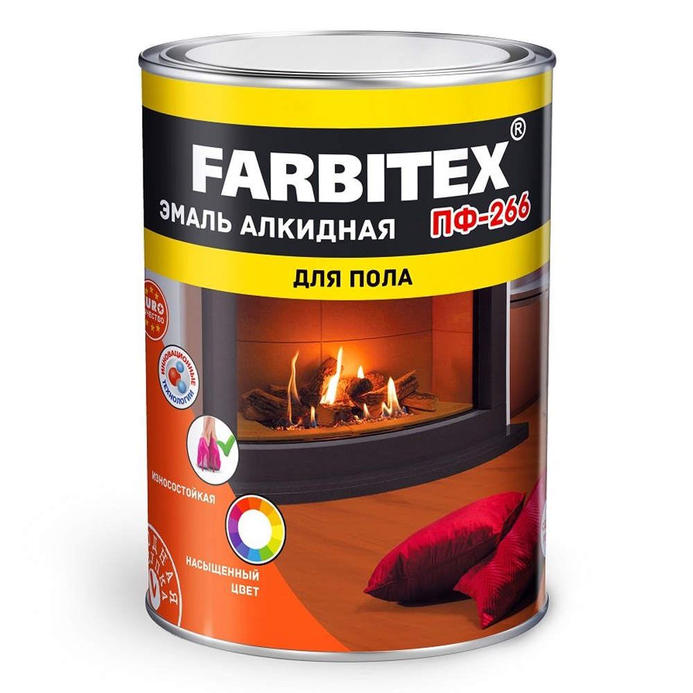 Эмаль FARBITEX ПФ-266 жёлто-коричневая 0.8кг