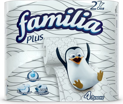 Бумага туалетная FAMILIA Plus двухслойная 4 шт.