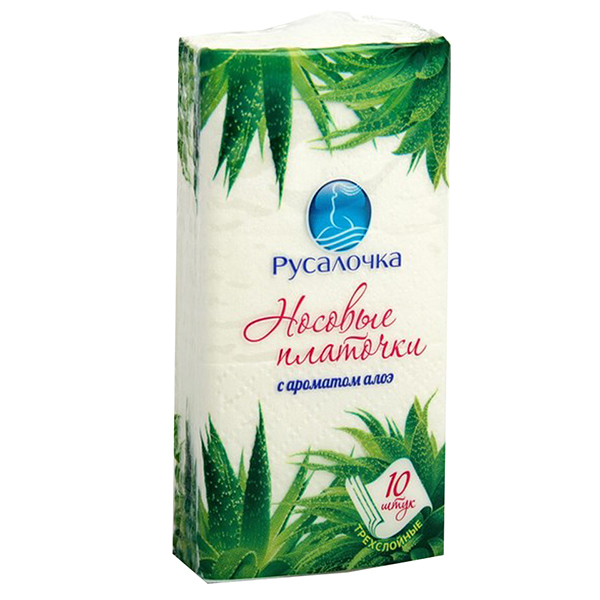 РУСАЛОЧКА нос.платки 10шт аром.АЛОЭ