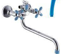 Смеситель Санлайт C-3062-217д/ванны двухвент. кран-букса длин излив голубой