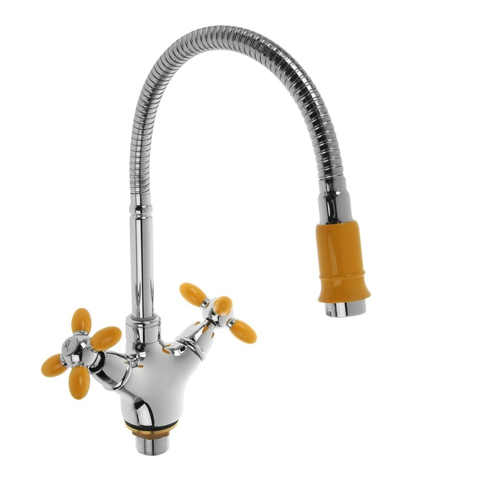 Смеситель 4882AН для кухни с гибким изливом.(желтый)