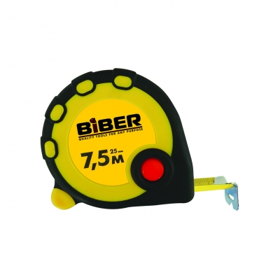 Рулетка BIBER "Standart" обрезиненный корпус 7,5 м х 25 мм