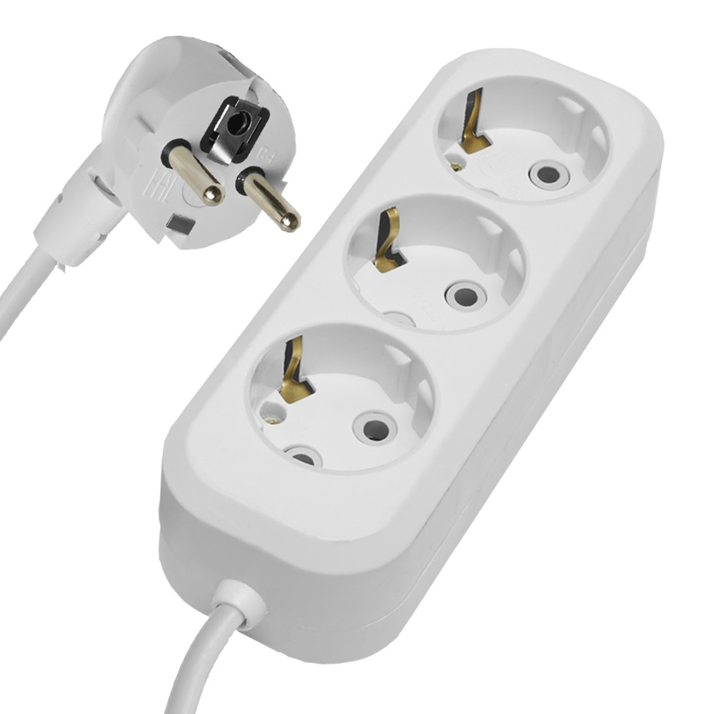 Удлинитель 3мест с/з  7м белый Home STEKKER