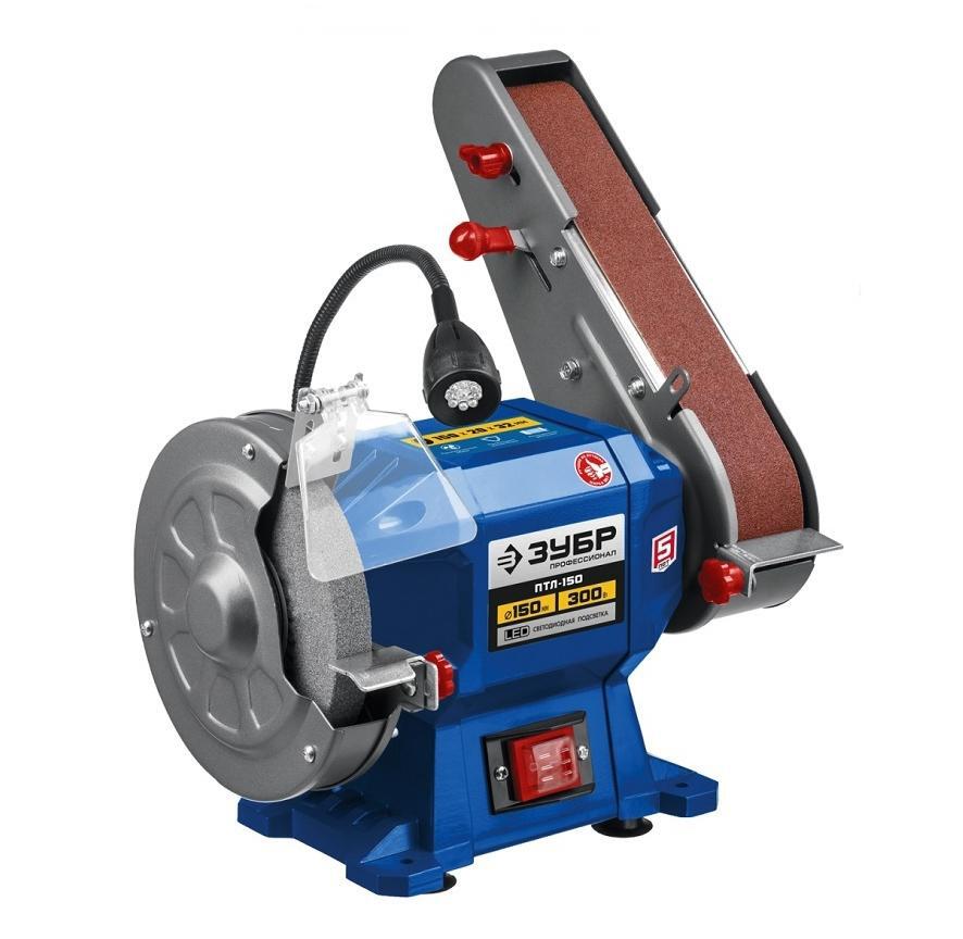 Станок заточной ЗУБР ПТЛ-150 с шлифовальной лентой d-150 мм 300 Вт