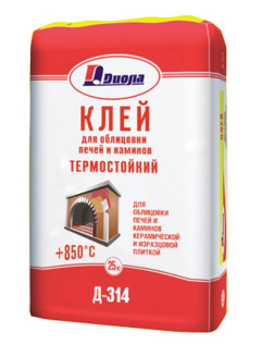 Клей ДИОЛА Д-314 для облицовки печей и каминов термостойкий +850С 5 кг