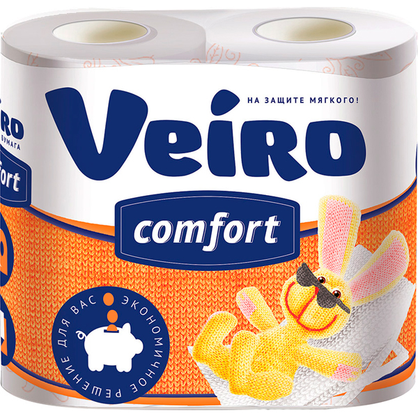 Бумага туалетная VEIRO "Comfort" двухслойная 4 шт.