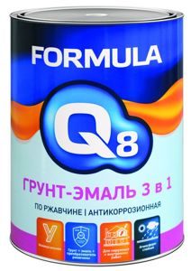 Грунт-эмаль FORMULA Q8 3в1 по ржавчине серая 900 г
