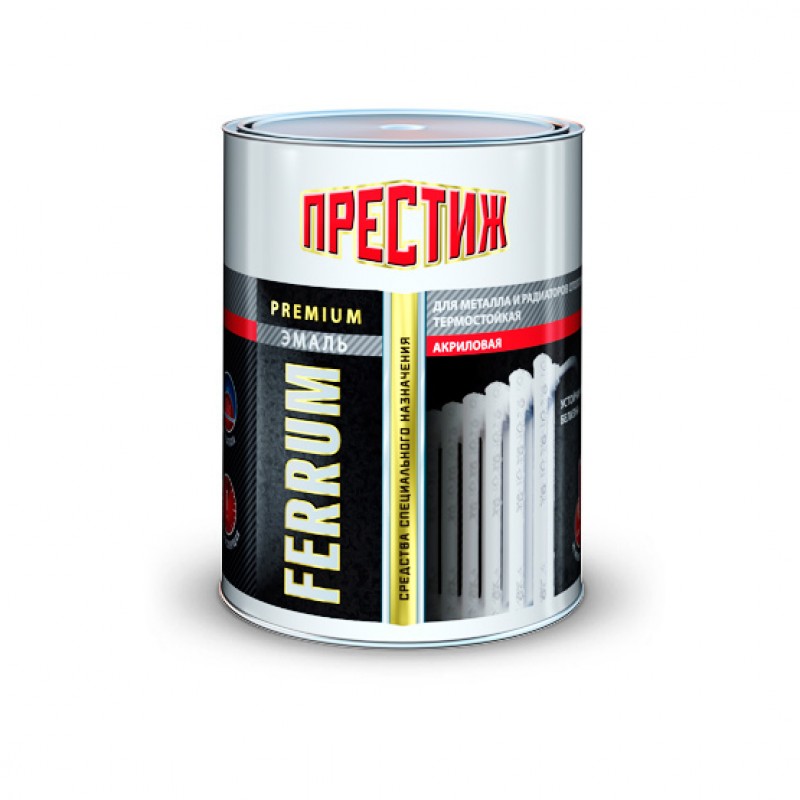 Эмаль ПРЕСТИЖ "Ferrum" д/радиат. и мет. 900г