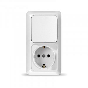 Блок комбинированный БКВР 1-но кл.выкл + розетка  2П+3 с з/ш TDM