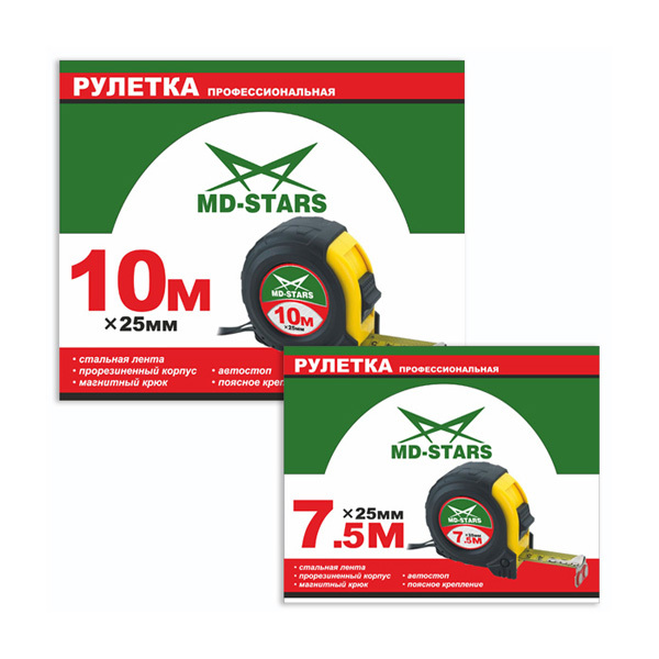 Рулетка 10м х 25мм "MD-STARS"