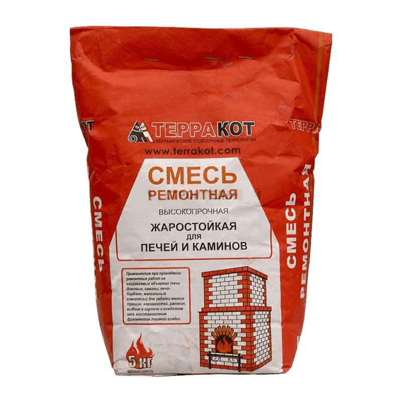 Смесь ТЕРРАКОТ ремонтная высокопрочная жаропрочная для печей и каминов 5 кг