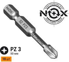 Бита"NOX"3х50мм карта 2шт torsion PZ STRONG