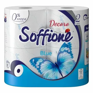 Бумага туалетная Софионе Decoro Blue  (голубая) 2сл 4рул