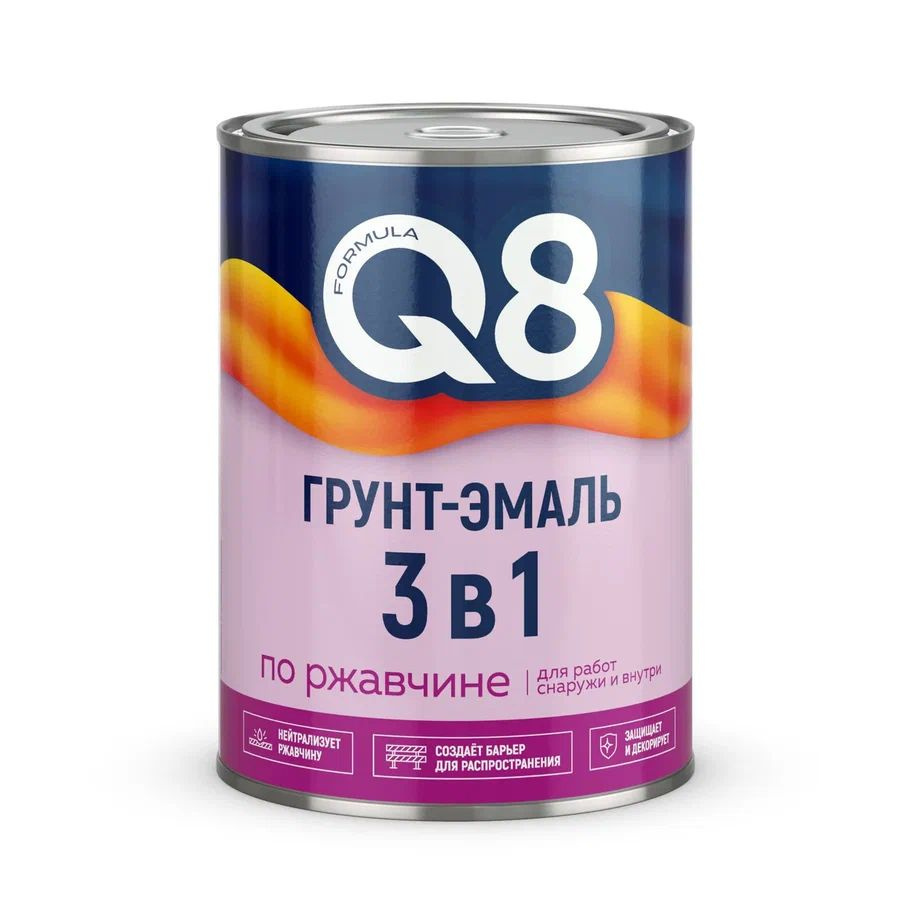 Грунт-эмаль FORMULA Q8 по ржавчине 3в1 графит серый 0,8/0.9 кг