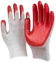 Перчатки х/б облив полный защита от порезов красные