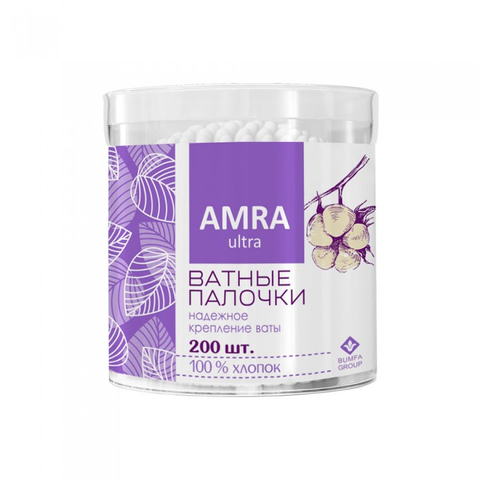 Ватные палочки AMRA 200шт цилиндр