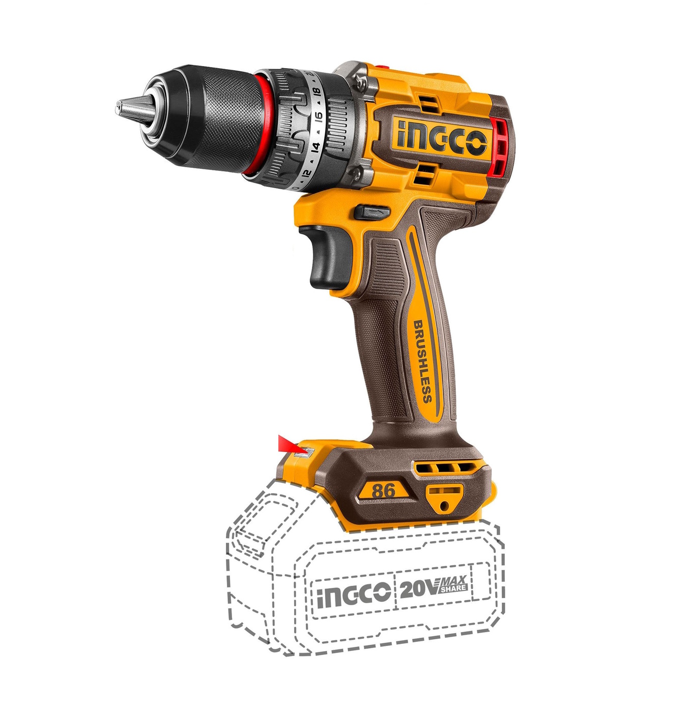 Шуруповерт INGCO CIDLI20868 ударный бесщеточный