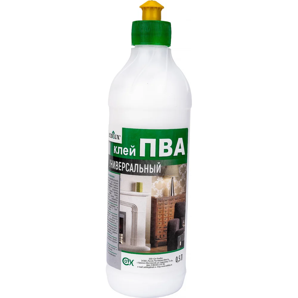 Клей ПВА ECOLUX 0,5л универ.(-20C)