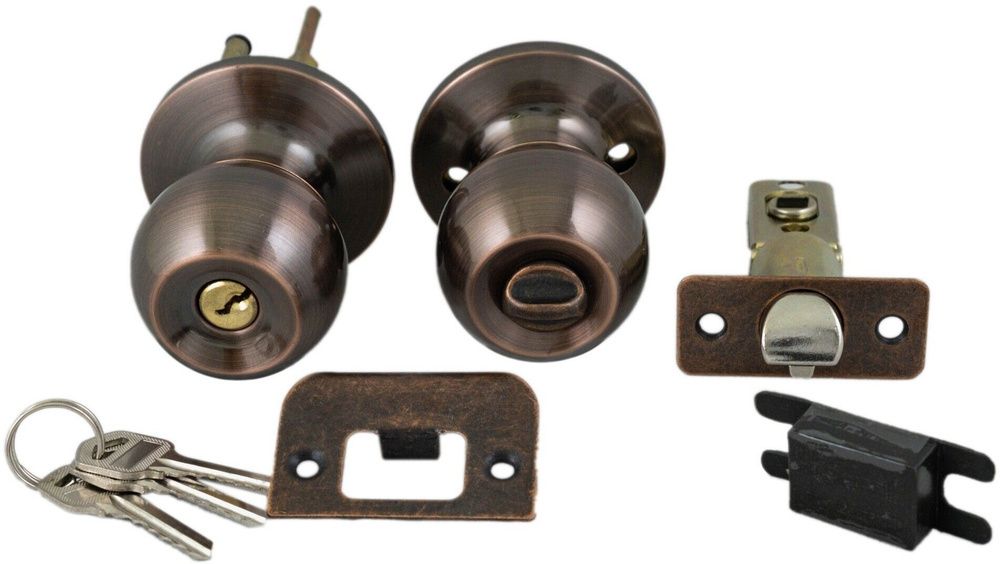 Ручка дверная(064449)  врезная с ключами  медь