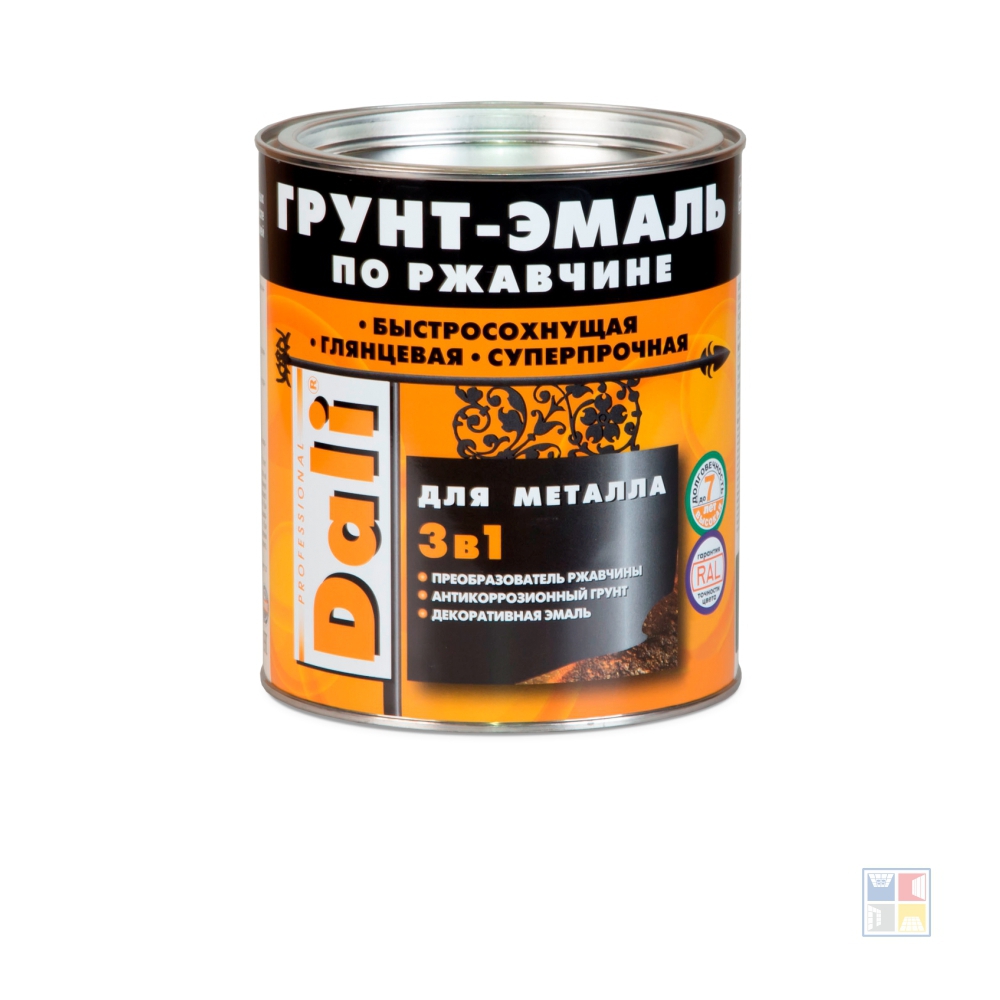 Грунт-эмаль DALI 3в1 молотковая черный 750 мл