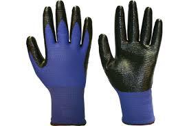 Перчатки нейлон облив нитрил сине-черные