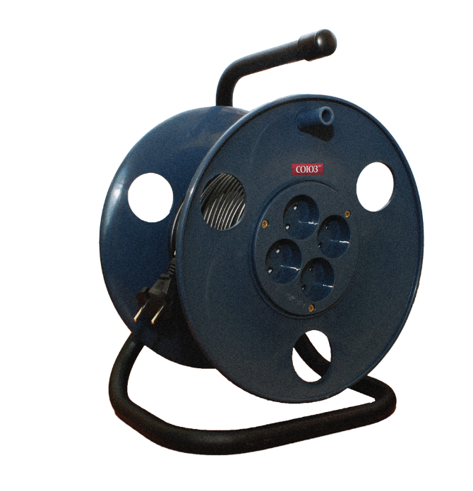 Удлинитель СОЮЗ ПВС силовой на катушке 3х0,75 мм 2200 Вт  30 м синий четырехместный с заземлением