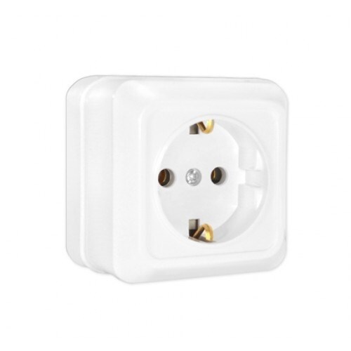Розетка UNIVERSAL "Олимп" 16А 250В о/у белый одноместная с заземлением