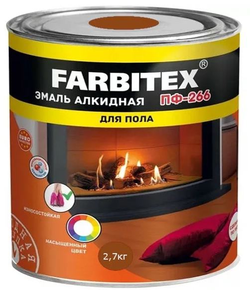 Эмаль FARBITEX ПФ-266 красно-коричневая 2.7кг
