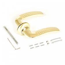 Ручка дверная АЛЛЮР "Фостер" SB/PB круглое основание матовое золото/золото