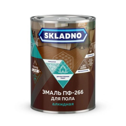 Эмаль SKLADNO ПФ-266 желто-коричневая 1,8 кг
