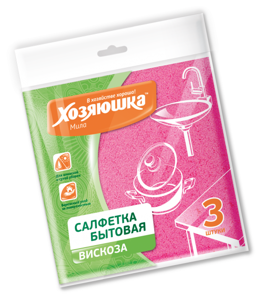 Салфетка ХОЗЯЮШКА МИЛА бытовая вискоза 3 шт.