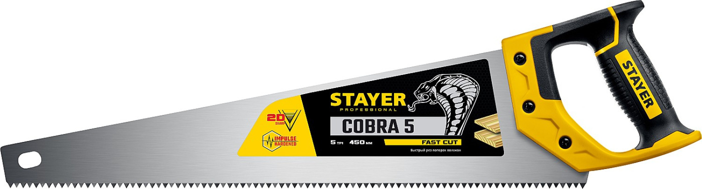 STAYER Cobra 5, 450 мм, ножовка по дереву, Professional