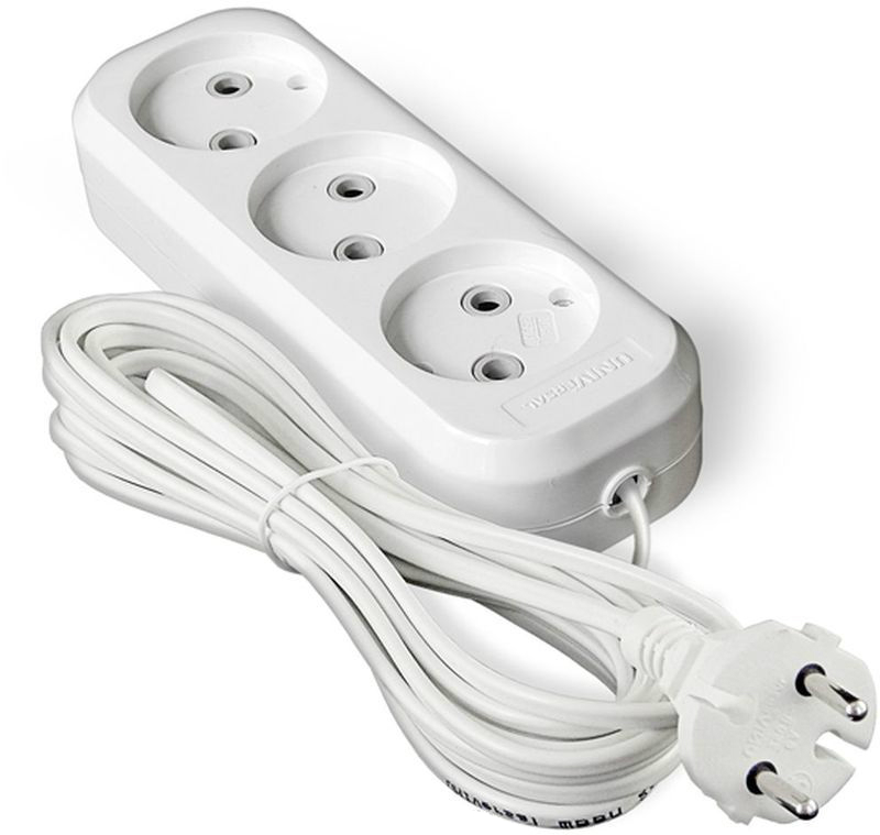 Удлинитель UNIVERSAL 10А 5 м белый трехместный б/з