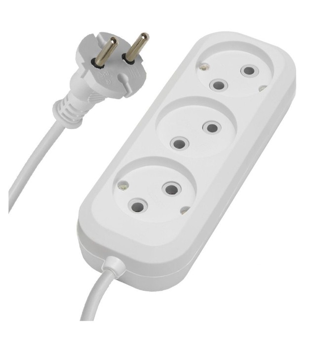 Удлинитель STEKKER "Home HM01-30-07"  7м белый трехместный без заземления