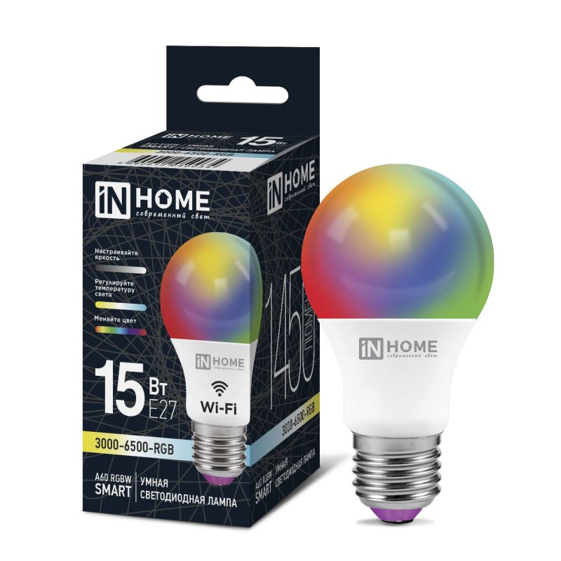 Лампа светодиодная LED-A60-RGBW-SMART 15Вт