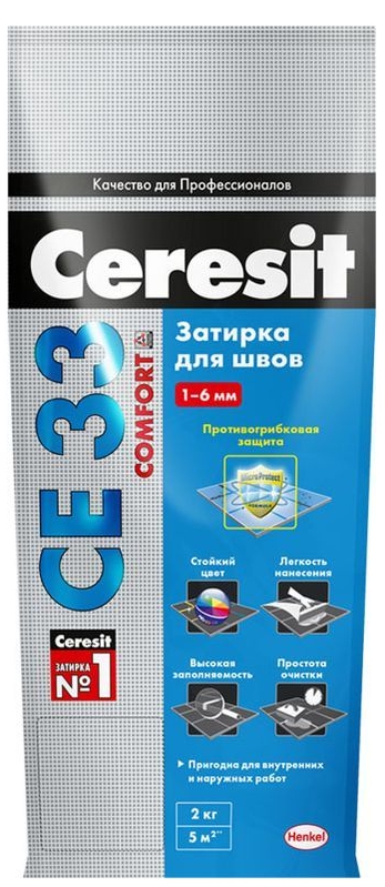 Затирка  CERESIT  "СE 33" для плит.швов антрацит 2кг