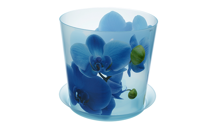 Кашпо IDEA "Деко" с поддоном голубая орхидея 2.4 л