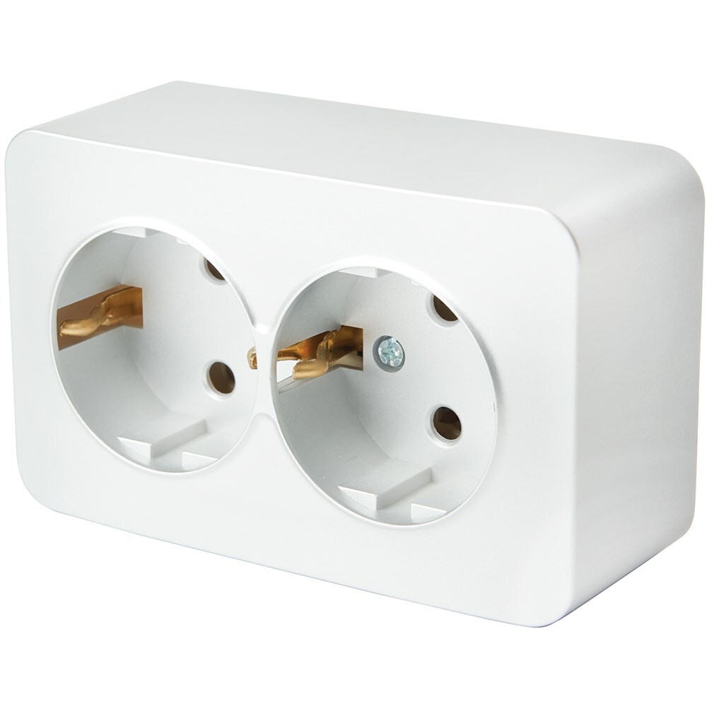 Розетка 2-местная с/з открытой установки STEKKER