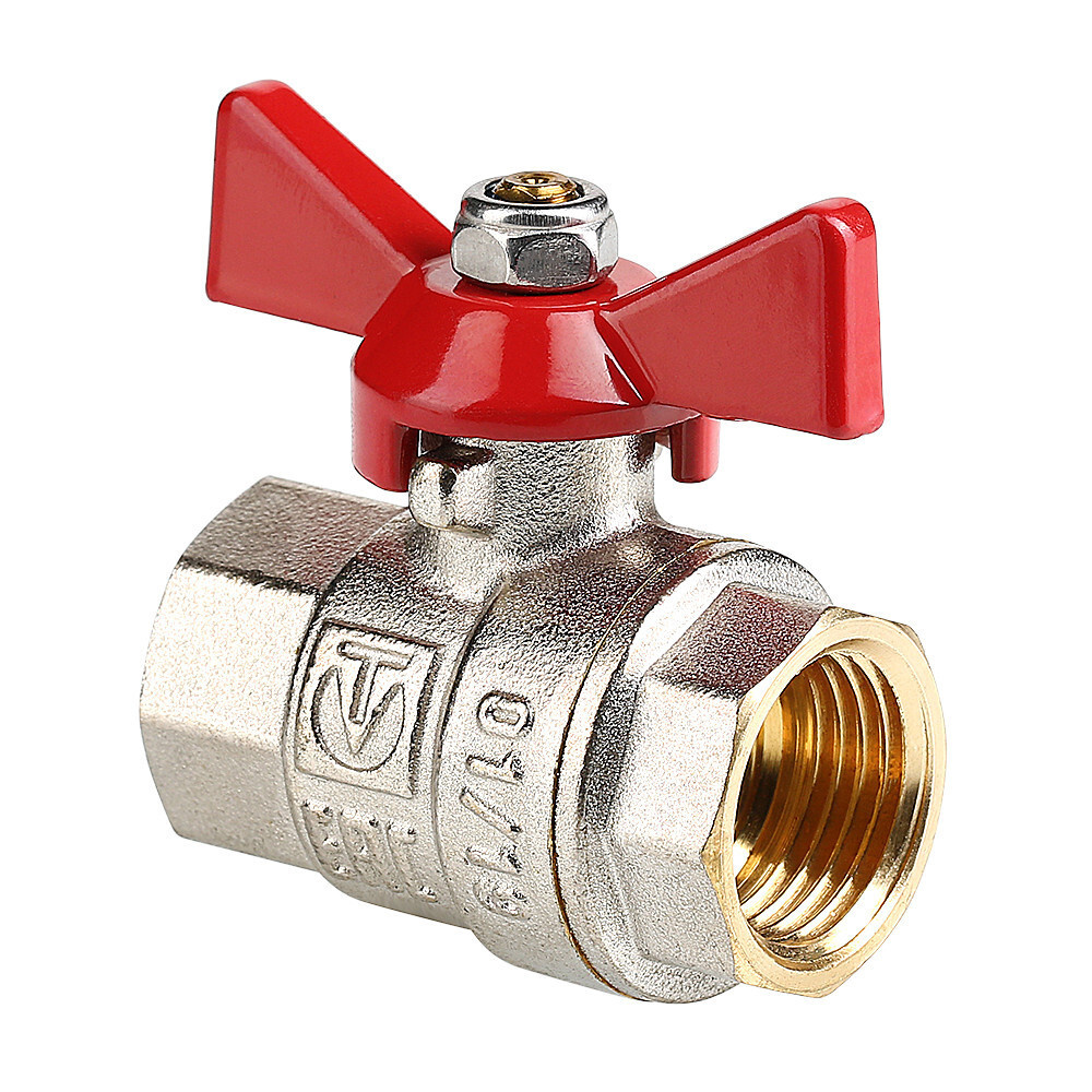 Кран шар. СТАНДАРТ VT BВ 1/2" бабочка (бгг) PN40 VT.122.GN.04