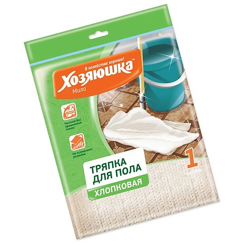 Тряпка "ХОЗЯЮШКА" Мила Чист,пол хлоп.серая 75*100
