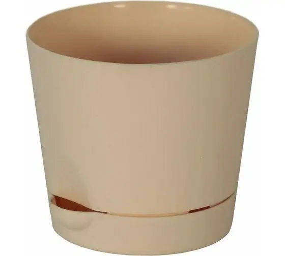 Горшок д/цветов с поддоном 1л бежевый Интерм