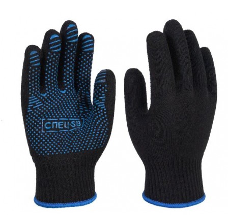 Перчатки СПЕЦ-SB "Pro" хлопковые с ПВХ, размер 10 черные