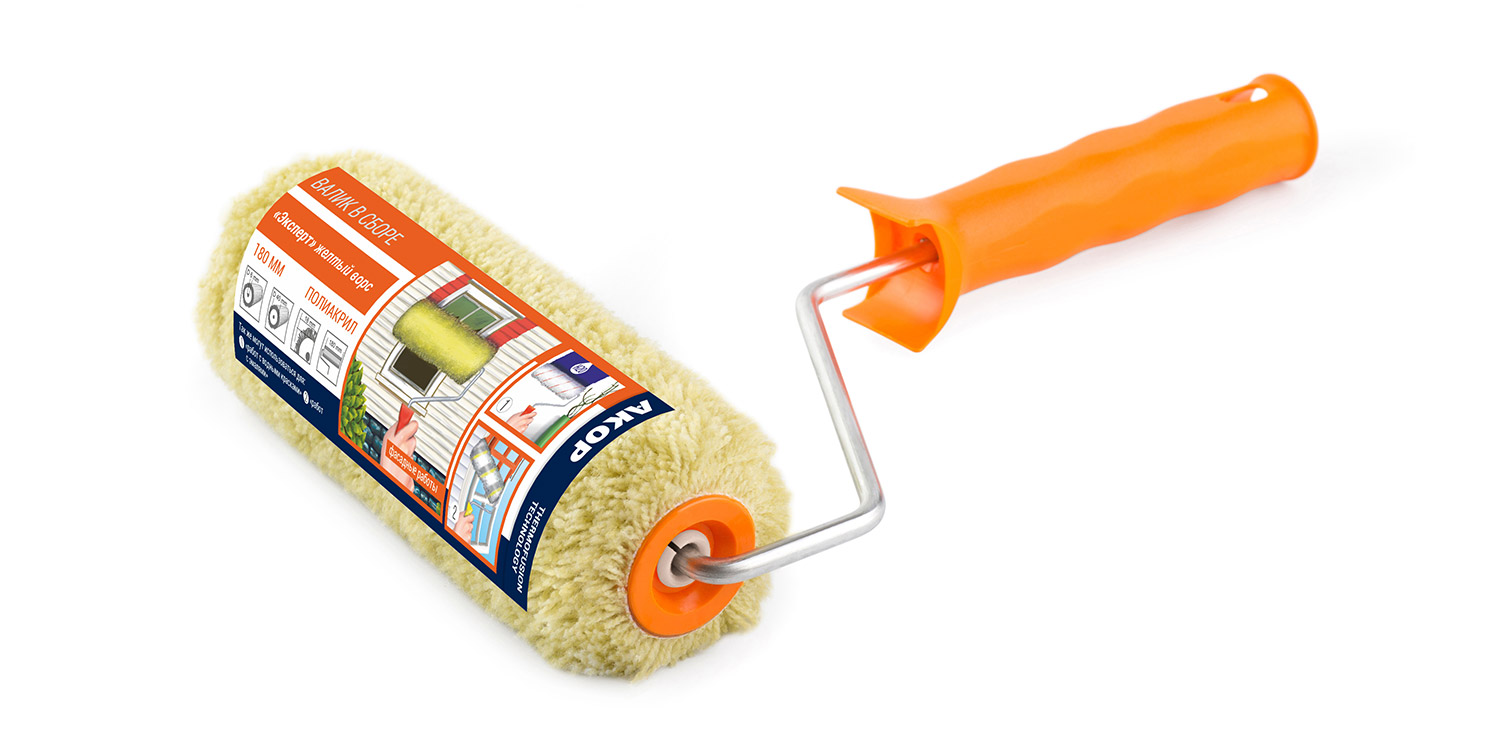 Валик 240мм АКОР "Эксперт" желтый ворс