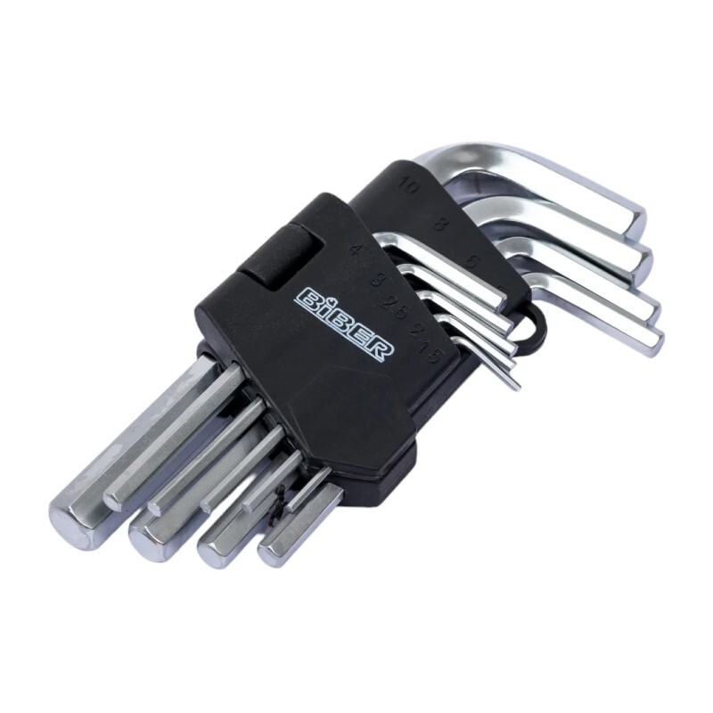 Набор БИБЕР ключей  инбусовых коротких ключей CRV 1.5-10мм (набор 9шт)90503