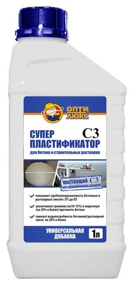 Пластификатор ОПТИЛЮКС "Супер" С3 1 л для бетона